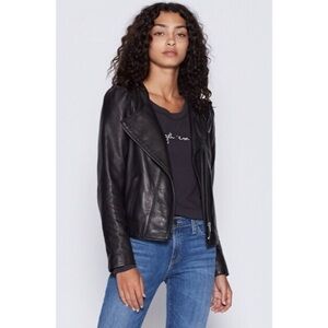 Joie Derica Leather Black Motorcycle Jacket XS S Moto Classic Edgy